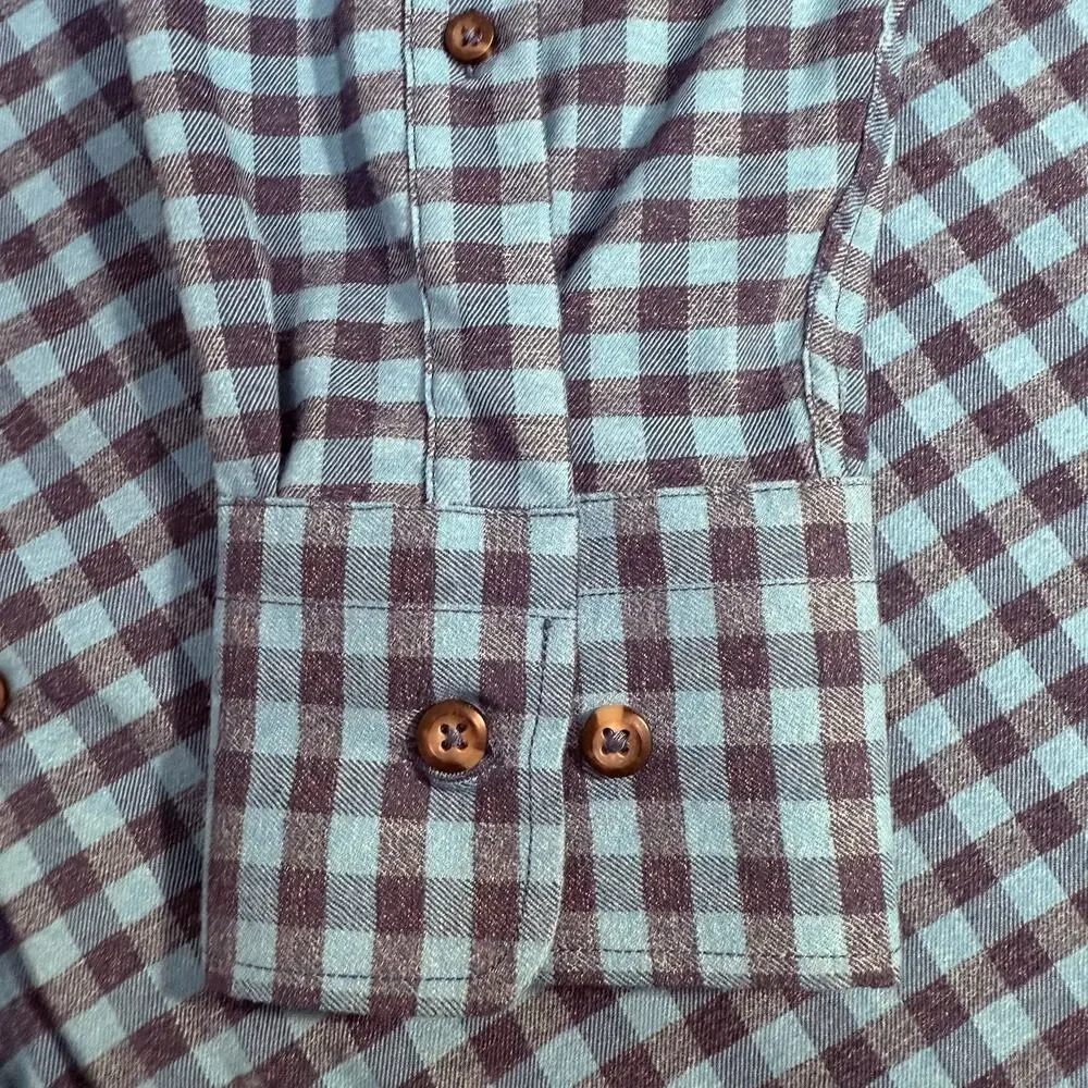 Peter Millar Summer Comfort Flannel Blue Gray Gingham Style Men's Size Large‎